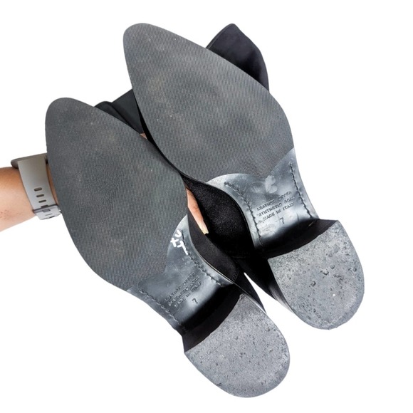 Fabianelli Black Suede Leather Knee High Almond Toe Boots Size 7 - Picture 4 of 8